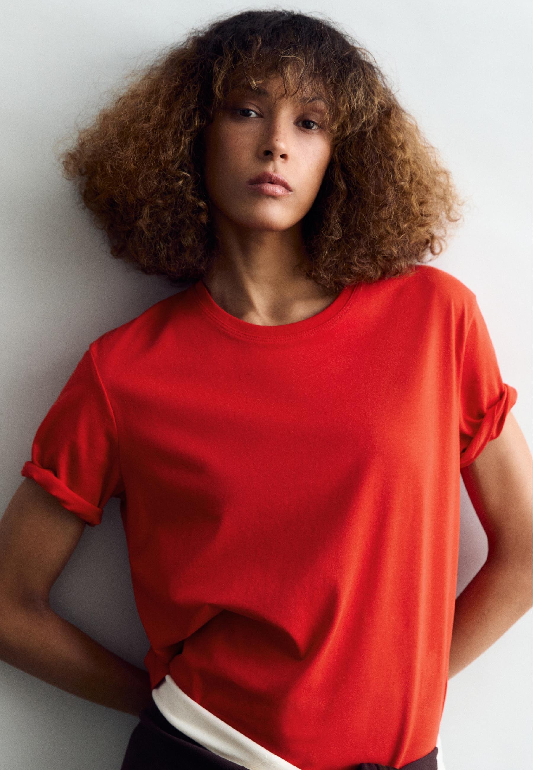Massimo Dutti SHORT SLEEVE - Basic T-shirt - red - Zalando.co.uk