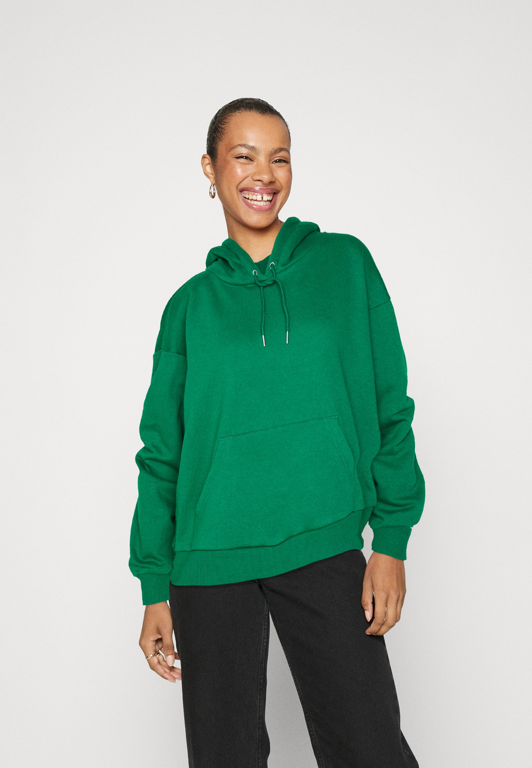 Pull à capuche manches longues vert foncé femme | Cache Cache