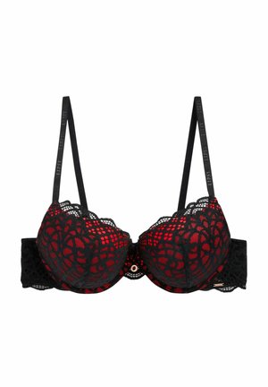 Lipsy TRIPLE BOOST PAD PLUNGE - Modrček s kostjo - black red