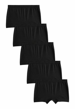 Boxeri din bumbac negru, la un set de cinci, cu un tiv elastic moale, având inscripționat numele brandului "NEXT". Textură netedă.