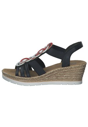 Rieker Wedge sandals - pazifik/weiss/rosso