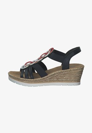 Rieker Wedge sandals - pazifik/weiss/rosso