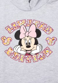 Felpa grigia con un design a fiori, con la scritta "EDIZIONE LIMITATA" in lettere colorate e un grafiche centrale di un personaggio con un fiocco rosa.