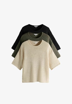 THE SET, 3 PACK - Strickpullover - black cream khaki