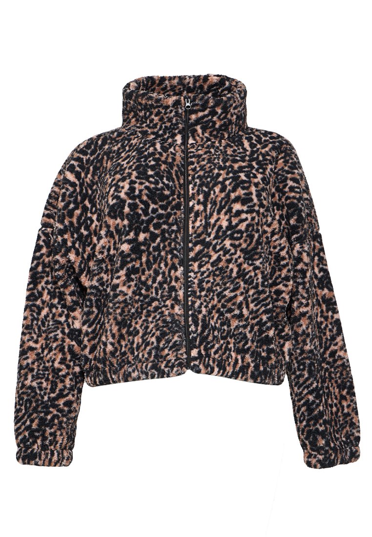 Only Fleecejas antraciet gemêleerd