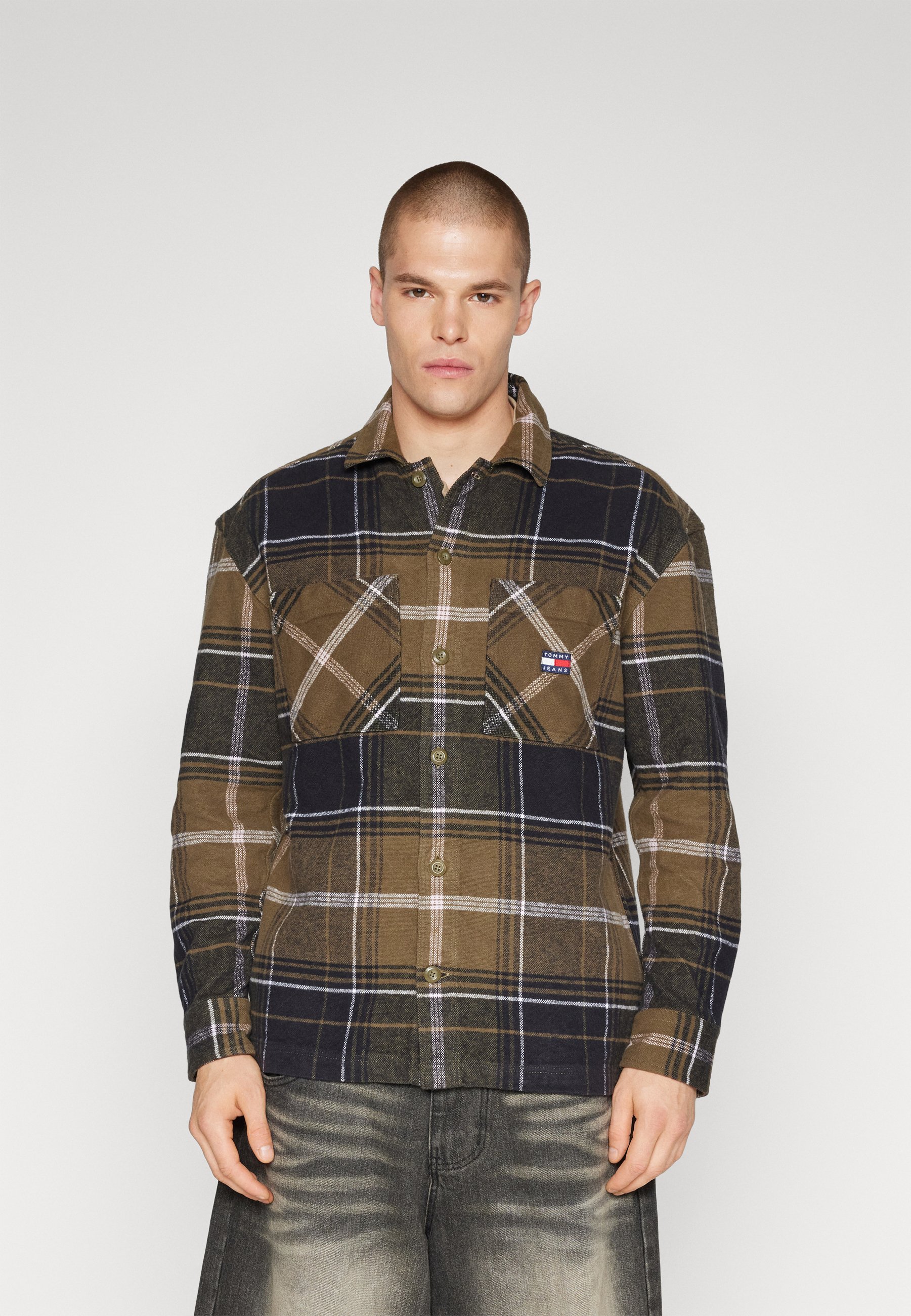 Tommy Jeans OVERSHIRT - Overhemd - drab olive green check/olijfgroen -  Zalando.nl
