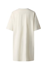 T-shirt met korte mouwen van zachte, lichte stof, in een licht crèmekleur met een losse pasvorm en een ronde halslijn. Naadloos ontwerp aan de achterkant.