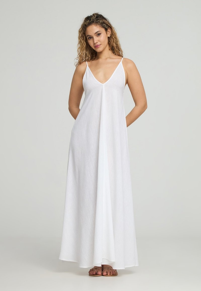Eleter Abito Lungo Da Donna In Pizzo Bianco Con Scollo A V Profondo – Vestito Elegante Per Matrimoni E Cerimonie, Taglie Forti Fino Alla XL - 2