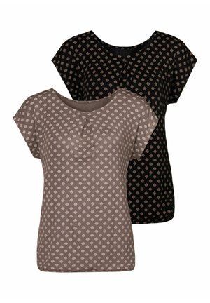 T-shirt print - taupe schwarz
