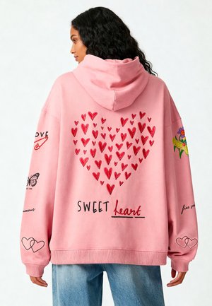 TATTOO SWEETHEART PRINT OVERSIZED - Felpa con cappuccio - pink