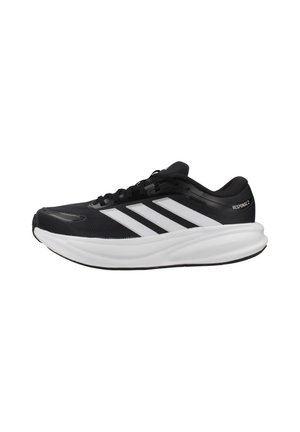 Chaussure de course Adidas Response 2 en noir et blanc avec semelle amortie et trois bandes blanches sur le côté, vue de profil.