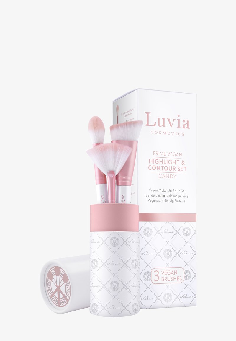 Luvia Cosmetics - HIGHLIGHT & CONTOUR SET - Make-up Brush Set - pearl white/candy pink, Ampliar