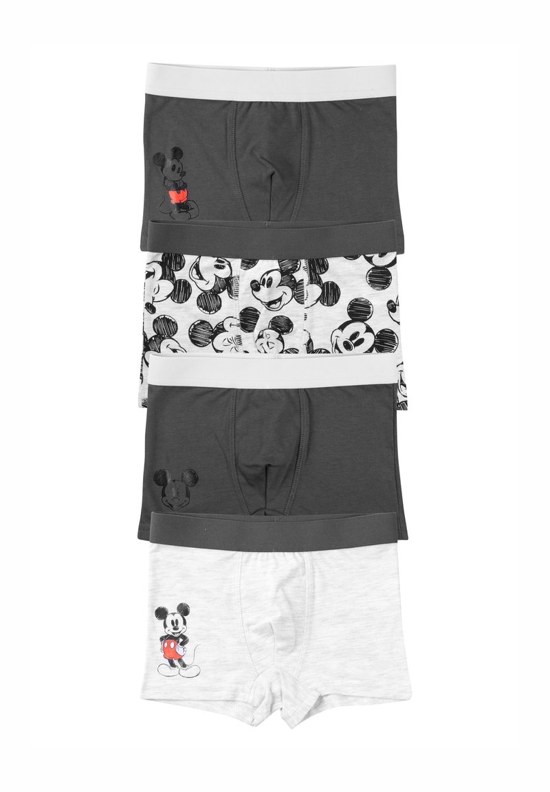 Set di tre paia di boyshorts: neri, bianchi con stampa di Topolino e grigi. Tessuto morbido con cinture a contrasto. Presenta grafiche giocose.