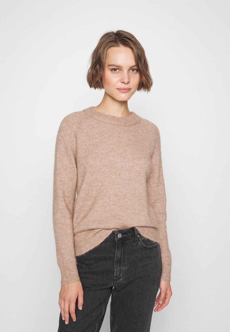 SELECTED FEMME Dames Slflulu Ls Knit O-Neck B Noos Pullover, Dusky Green/ Detail: melange, XL
