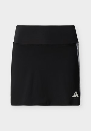Must must jala ja laiade vöökohtadega, peened küljetribud ja väike Adidas logo alumisel paremal äärel.