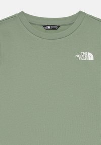 Felpa verde chiaro caratterizzata da un collo a giro e da polsini a costine. Il logo The North Face è stampato in bianco sul lato sinistro del petto.