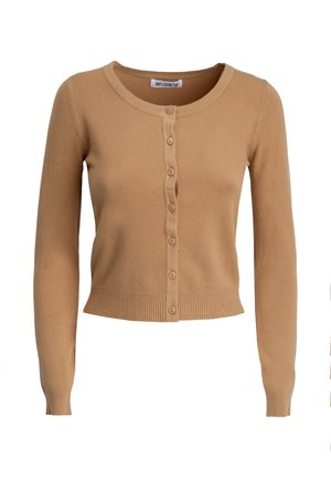INFLUENCER, INFLUENCER CARDIGAN CREW-NECK CROPPED CARDIGAN - Strickjacke - camel