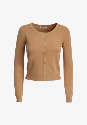 INFLUENCER, INFLUENCER CARDIGAN CREW-NECK CROPPED CARDIGAN - Strickjacke - camel