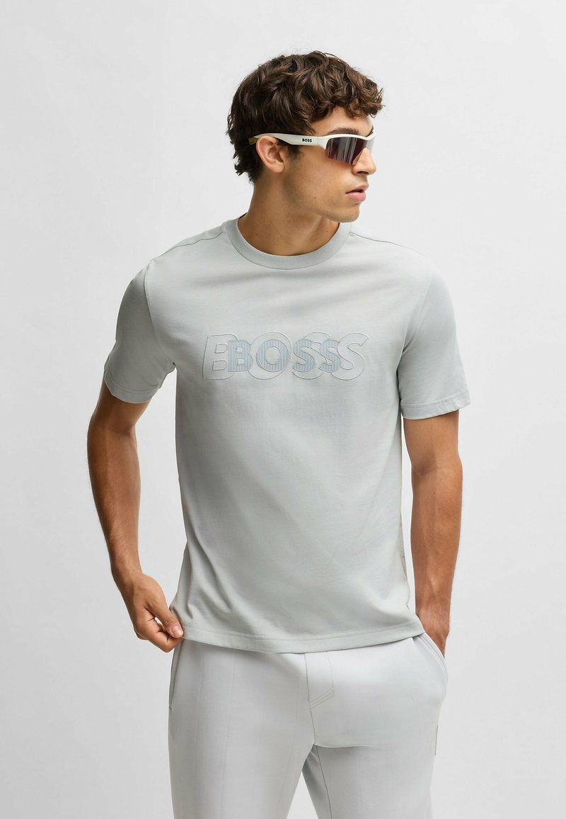 BOSS DROPNEEDLE - Printtipaita - light grey four