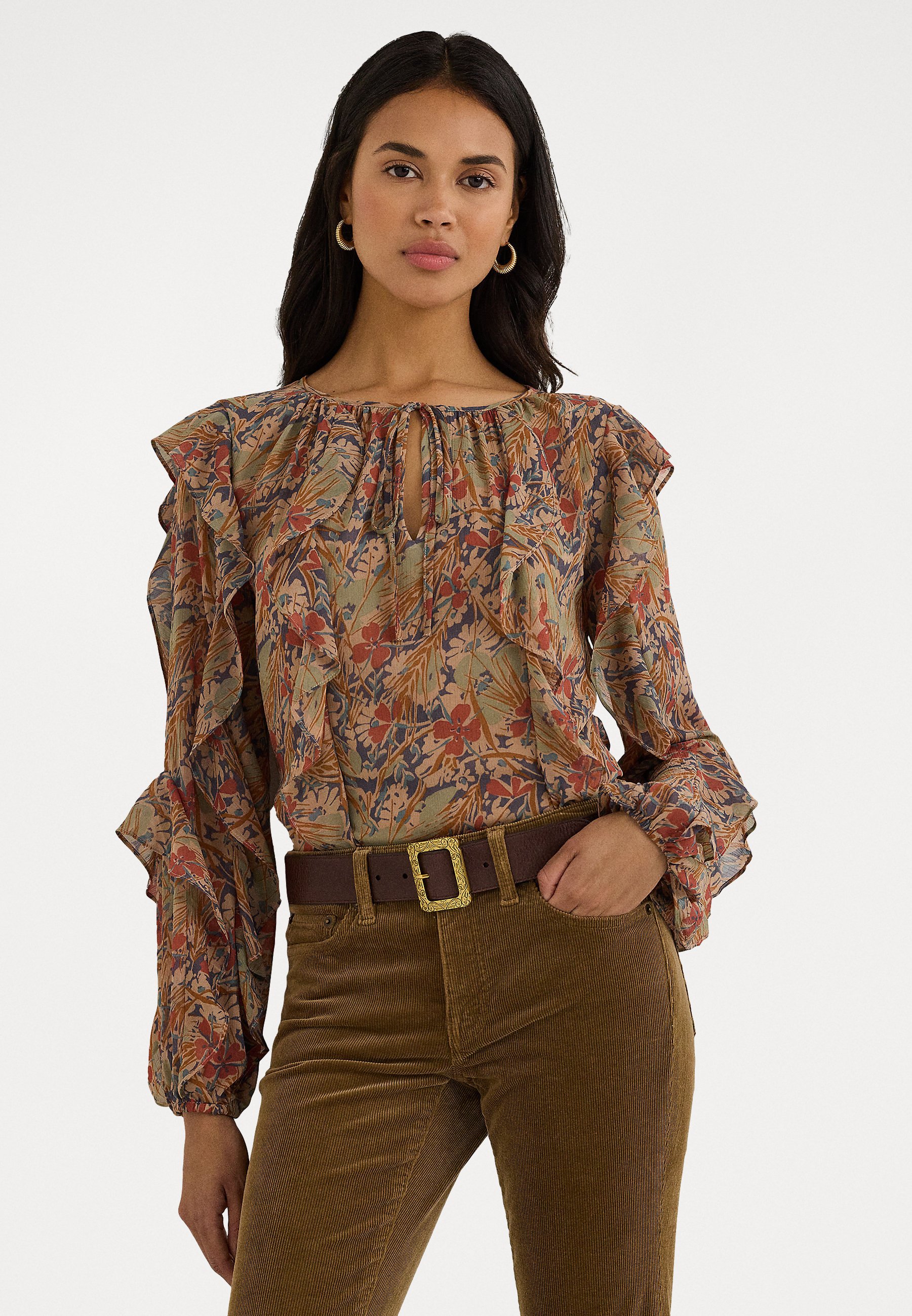 ruffle floral blouse