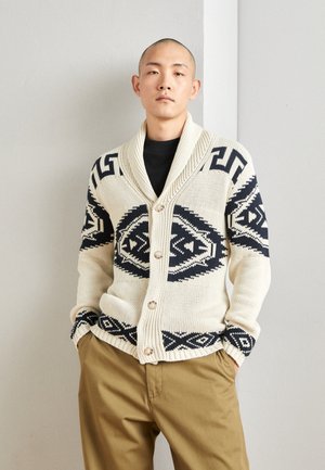 SHAWL COLLAR INTARSIA - Vest - cream white
