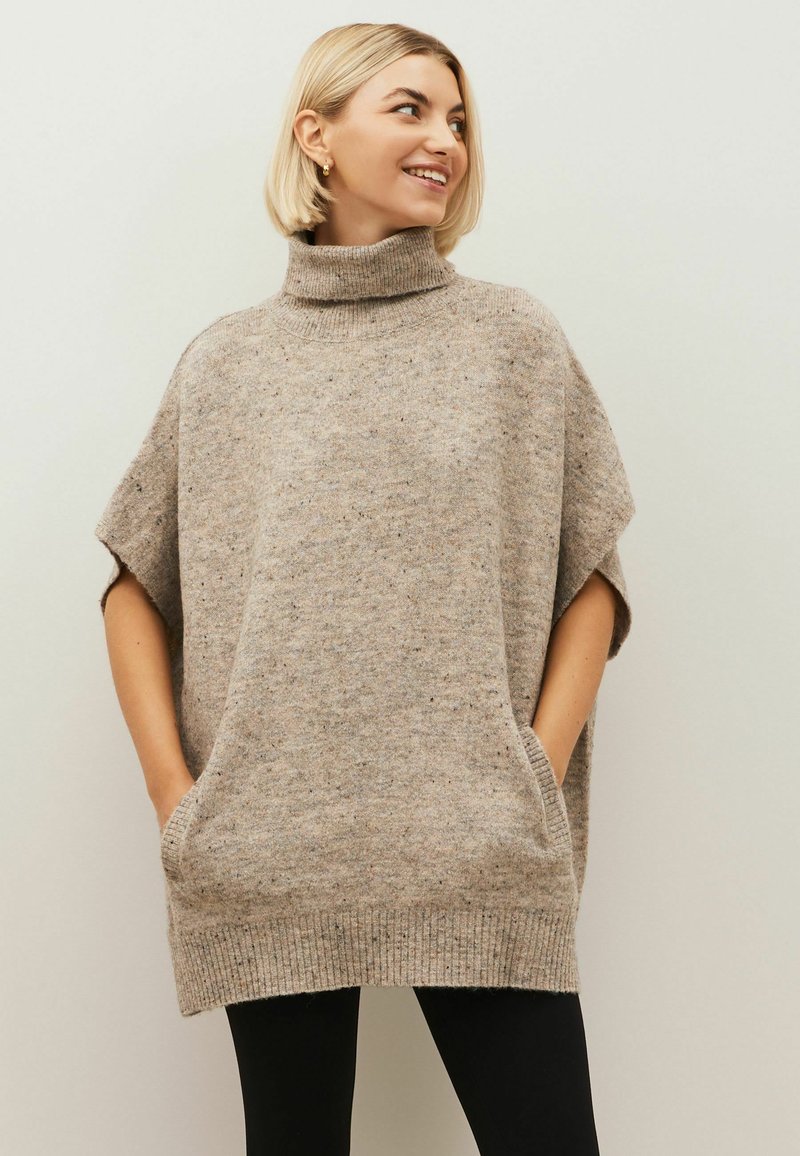 Next - NEPPY ROLL PONCHO - Stickad tröja - grey, Förstora