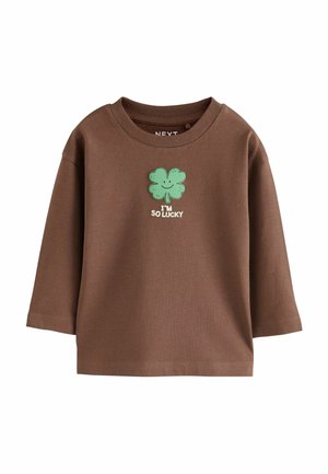 Next, REGULAR FIT - LONG SLEEVE SMALL GRAPHIC PRINTED T-SHIRT . - Long sleeved top - brown i'm so lucky four leaf clover