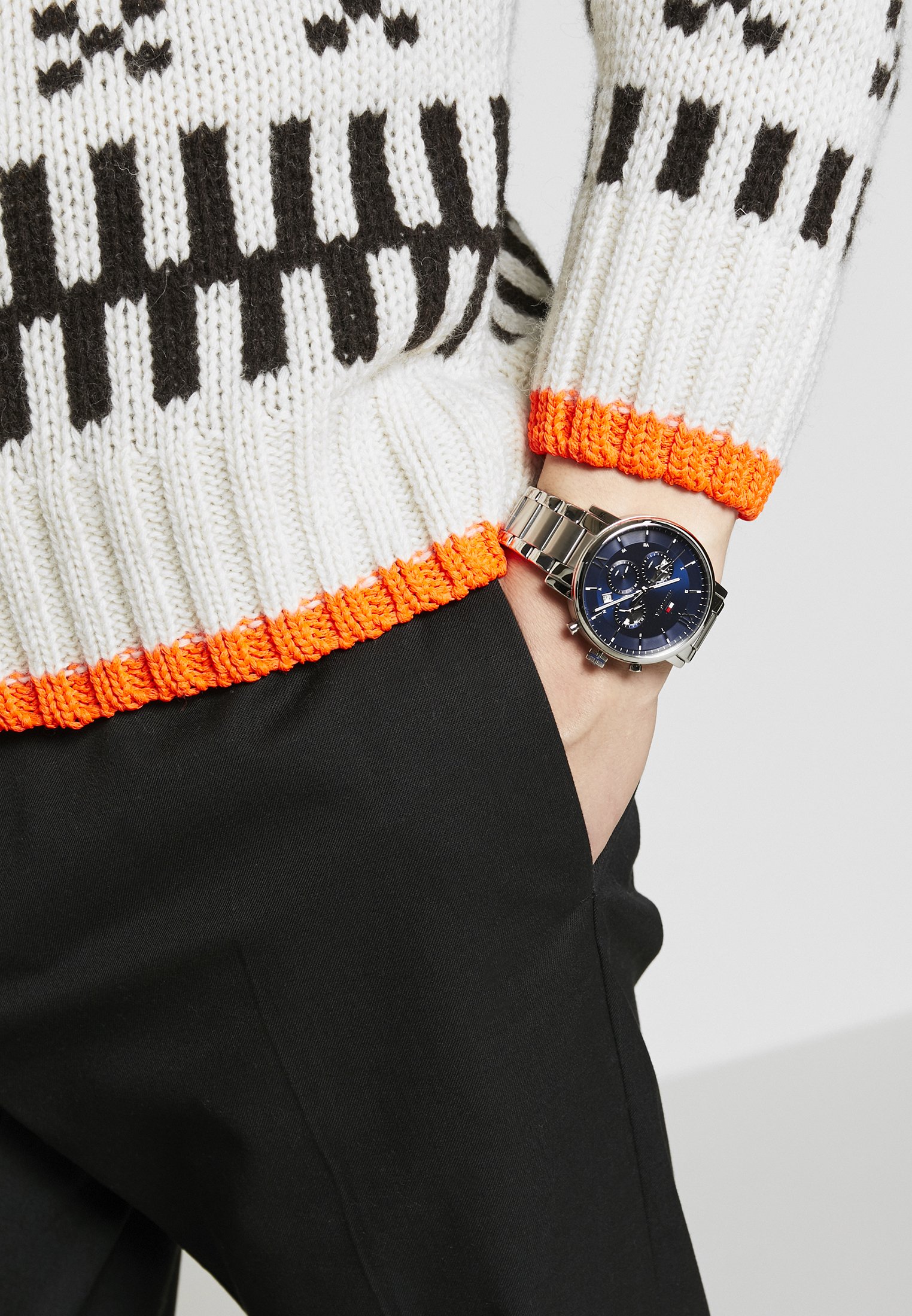 tommy hilfiger silver and blue watch