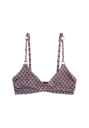 Next, REGULAR FIT - CROP BIKINI TOP - Bikinitop - chocolate brown geometric metallic