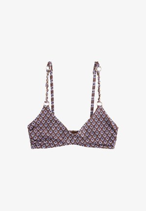 Next, REGULAR FIT - CROP BIKINI TOP - Bikini pezzo sopra - chocolate brown geometric metallic