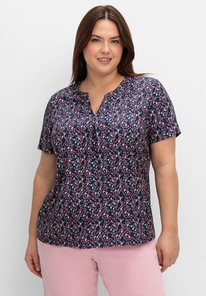 Sheego, Bluse - marine gemustert