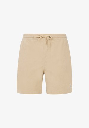 Beige corduroy shorts met een elastische tailleband en koord. Beschikt over zijzakken en een klein logo op de onderzoom.