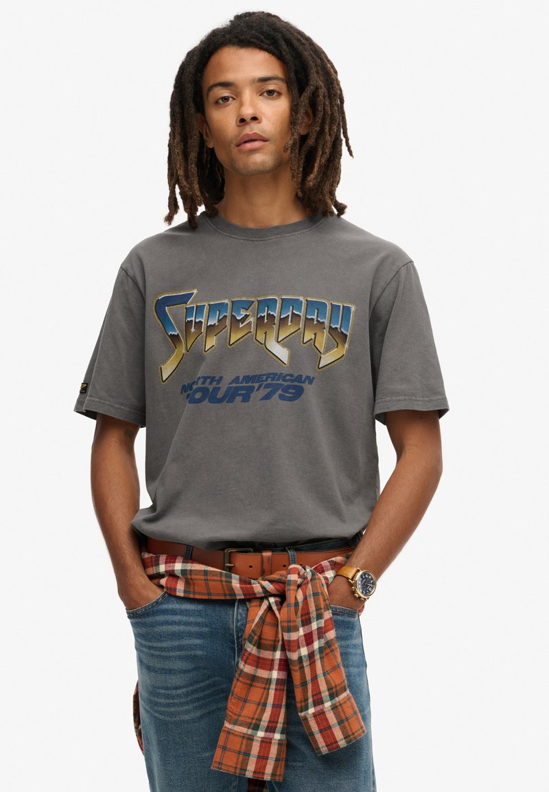 Superdry & Co 70S ROCK GRAPHIC BAND - T-shirts print - dark grey