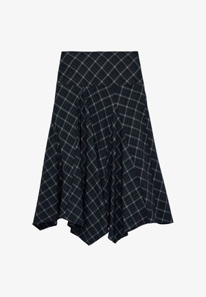 Koton, PLAID MIDI - Falda acampanada - dark blue