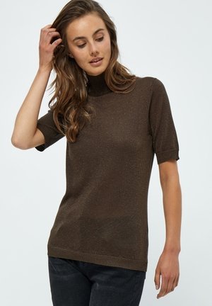 Minus MILIMA ROLL NECK KNIT - Navadna majica - slate brown lurex