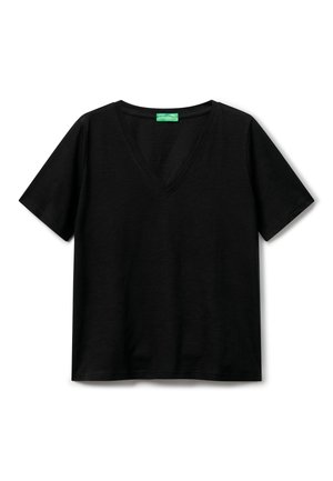 United Colors of Benetton V-NECK IN SLUB - T-shirt basic - black