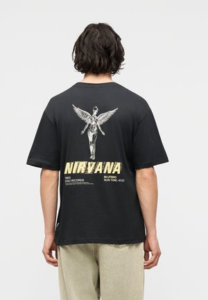 ONSNIRVANA LIFE RELAXED TEE - T-shirt imprimé - jet black/yellow nirvana