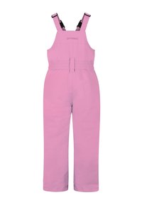 Růžové overaly s nastavovacími popruhy, elastickým pasem a rovným střihem nohavic. Vyrobeno z odolné tkaniny s hladkou strukturou.
