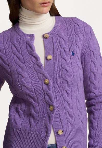 Polo Ralph Lauren CABLE KNIT WOOL CASHMERE CARDIGAN - Gilet - wisteria heather