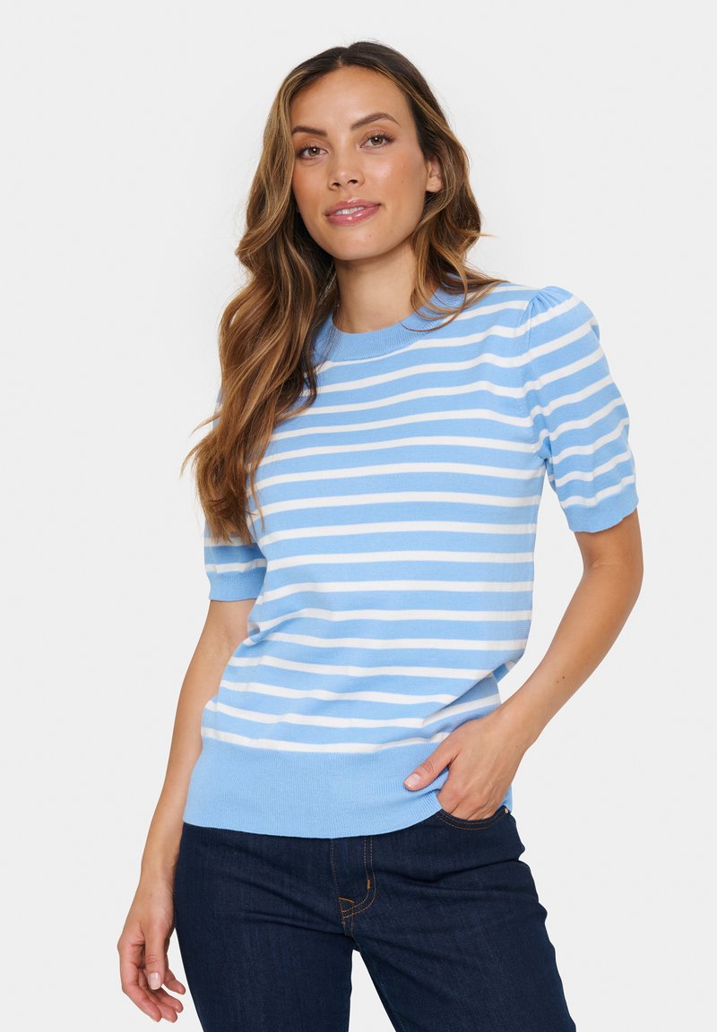 Saint Tropez MILA STRIPED - Triko s potiskem - heather