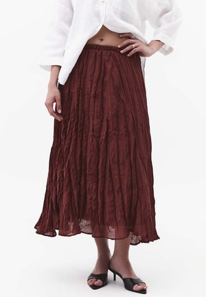 OXXO, OXXO HIGH WAIST ZIPPER DETAILED LONG A-LINE SKIRT - Gonna lunga - spiced apple