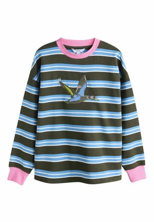 - STRIPE DUCK GRAPHIC . - Sweatshirt - kahki green blue stripe