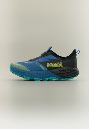 HOKA SPEEDGOAT 7 LITTLE KIDS UNISEX - Παπούτσια για τρέξιμο σε μονοπάτια - black/night glow blue