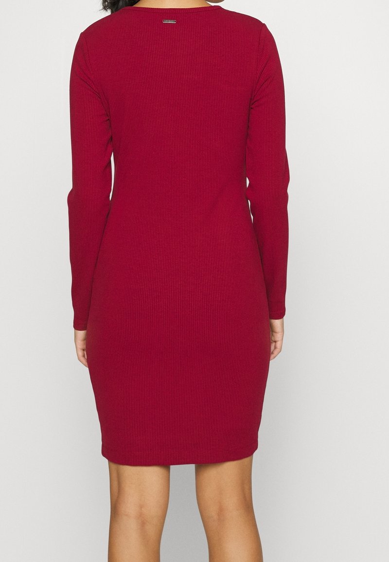 open lace back dress Guess Womens Long Sleeve Celia Micro Sequin Sweater Dress, Delicious Red  Multi, Large at Amazon Women's Clothing store