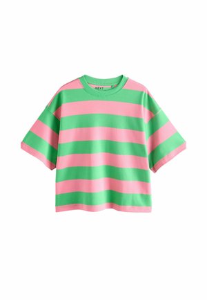 RELAXED FIT CREW NECK - Print T-shirt - pink green stripe