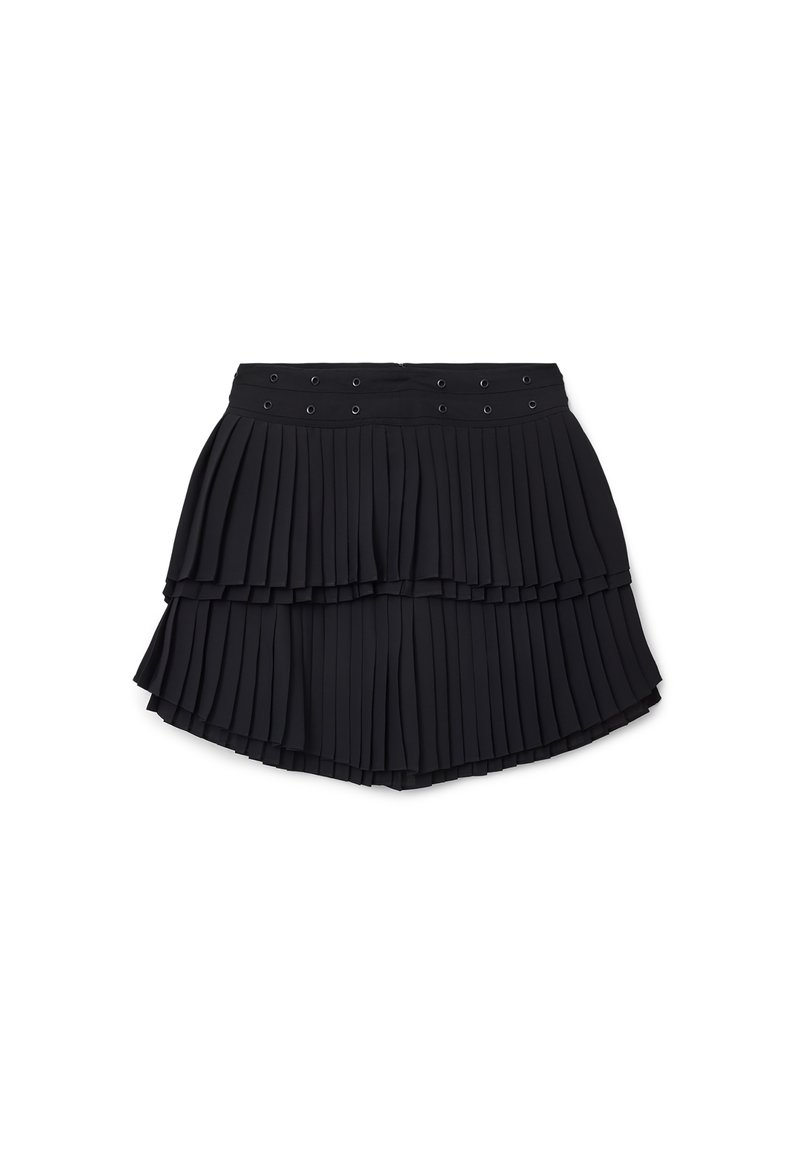 Mini-jupe Zara Noire Satinée Plissée - Taille Haute - Taille L - Occasion Très Bon état