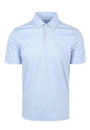 Lichtblauwe poloshirt gemaakt van zacht katoen, met een klassieke kraag, knoopsluiting met drie knopen en korte mouwen.
