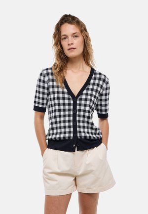 Monoprix, CARDIGAN MANCHES COURTES MOTIF VICHY - Gilet - marine