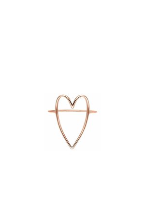 Delicate rose gold ring featuring an open, elongated heart-shaped design with a thin band.