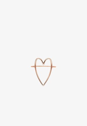 Delicate rose gold ring featuring an open, elongated heart-shaped design with a thin band.